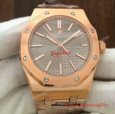 Replica Audemars Piguet Royal Oak Watch Rose Gold Grey Face 072931